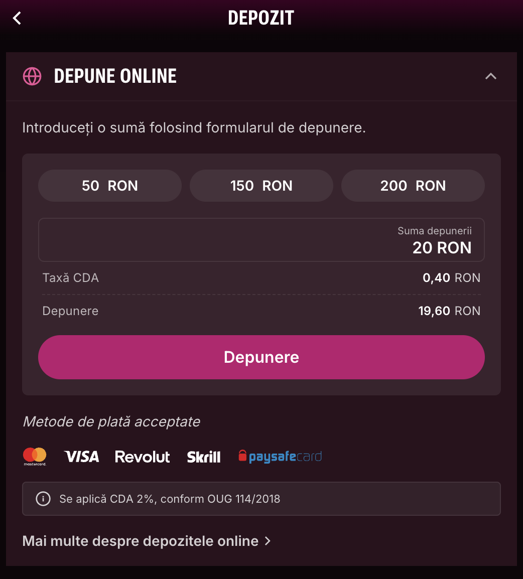 depunere online prin skrill