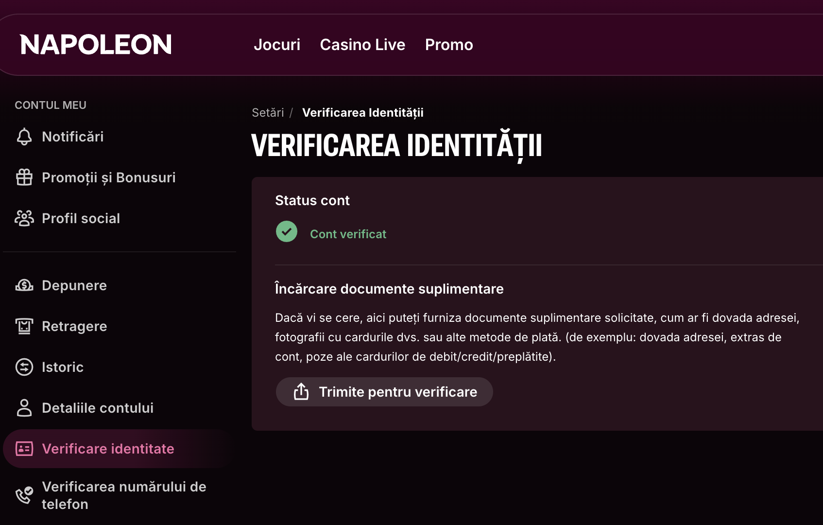 trimitere documente suplimentare